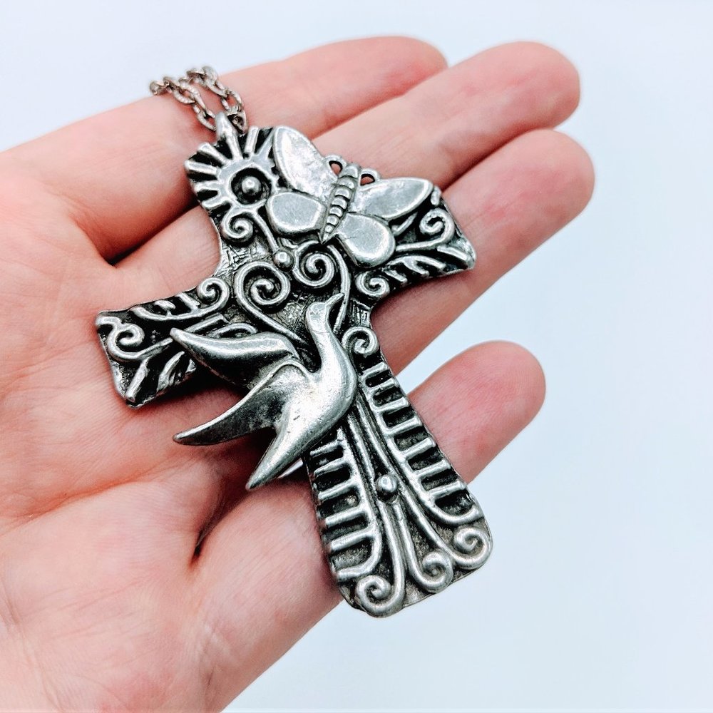 Vintage Marcie Preisler Ornate Cross Pendant